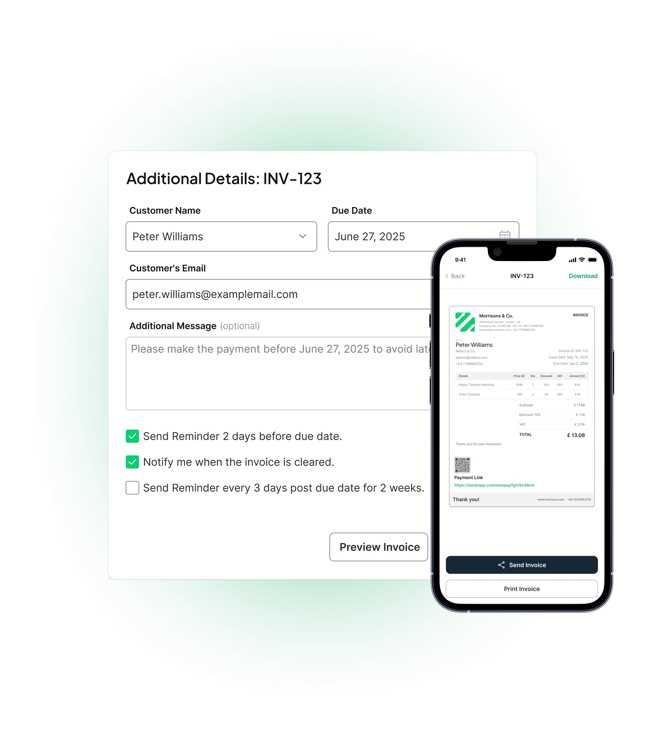 Send Link to Customer